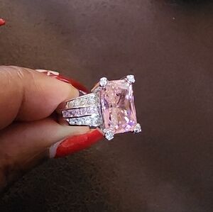 Elegant Park Lane Pink Gemstone Silver Ring
